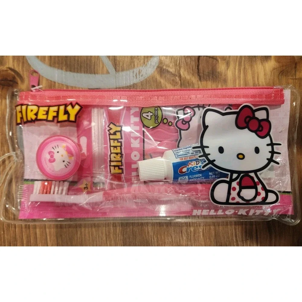 NEW Hello Kitty 4 Piece Gift Set Plate, Stationary,Toothbrush Set & Squishmallow